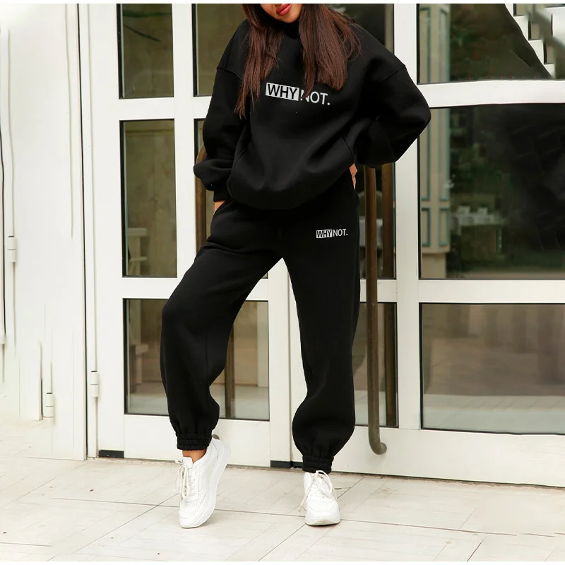 Two Piece Set Casual Fleece Tracksuit Women Winter 2021 Women's Sets Oversized Hooded Long Sleeve Hoodie Sport Pants Lady Suit