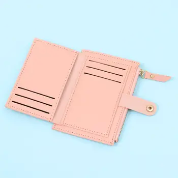 Women Fashion Small Wallet Purse Solid Color PU Leather Mini Coin Purse Wallet Credit Card Holder Bags Zipper Coin Purse - Image 5