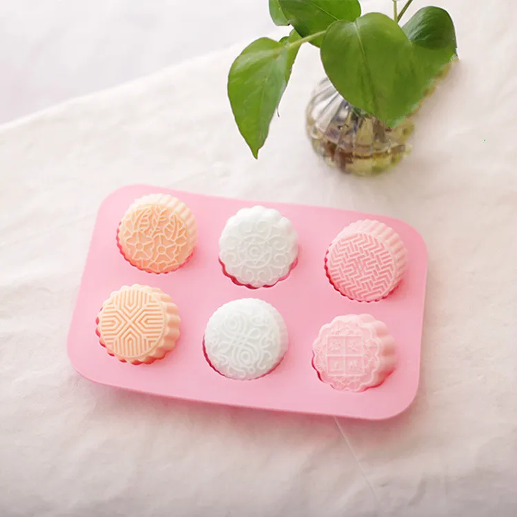 3D Round 6-Cavity Silicone Soap Mold Cake Making Tools Lotion Bars Mold Chocolate Mold Soap Form