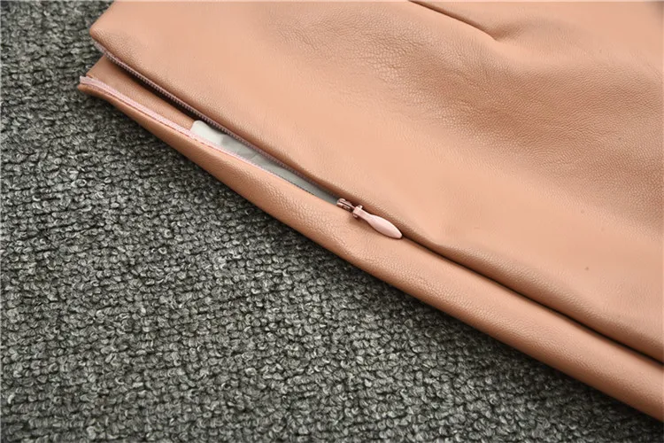Women PU Leather Midi Skirt Autumn Winter Ladies Package Hip Front or Back Slit Pencil Skirt Plus Size
