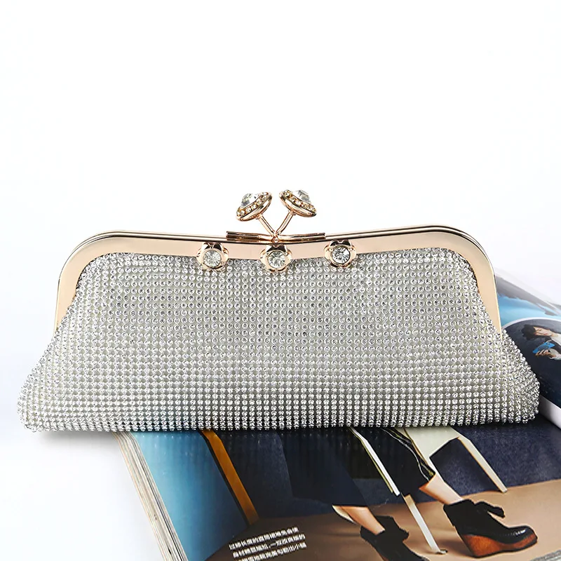 

Cross Border New Style Double Mushroom Head Evening Bag Europe And America Fashionable Man-made Diamond Evening Bag Debutante Di