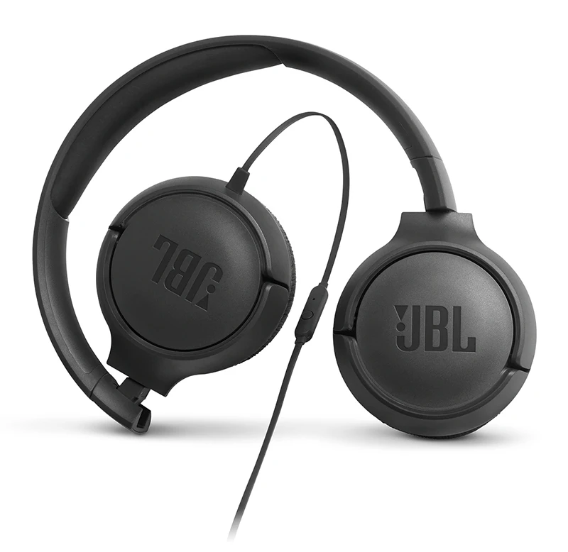 Оригинальные проводные наушники JBL T500 с чистым басом, наушники для спортивной игры, гимнастики, складные наушники, 1 кнопка, светильник с микрофоном