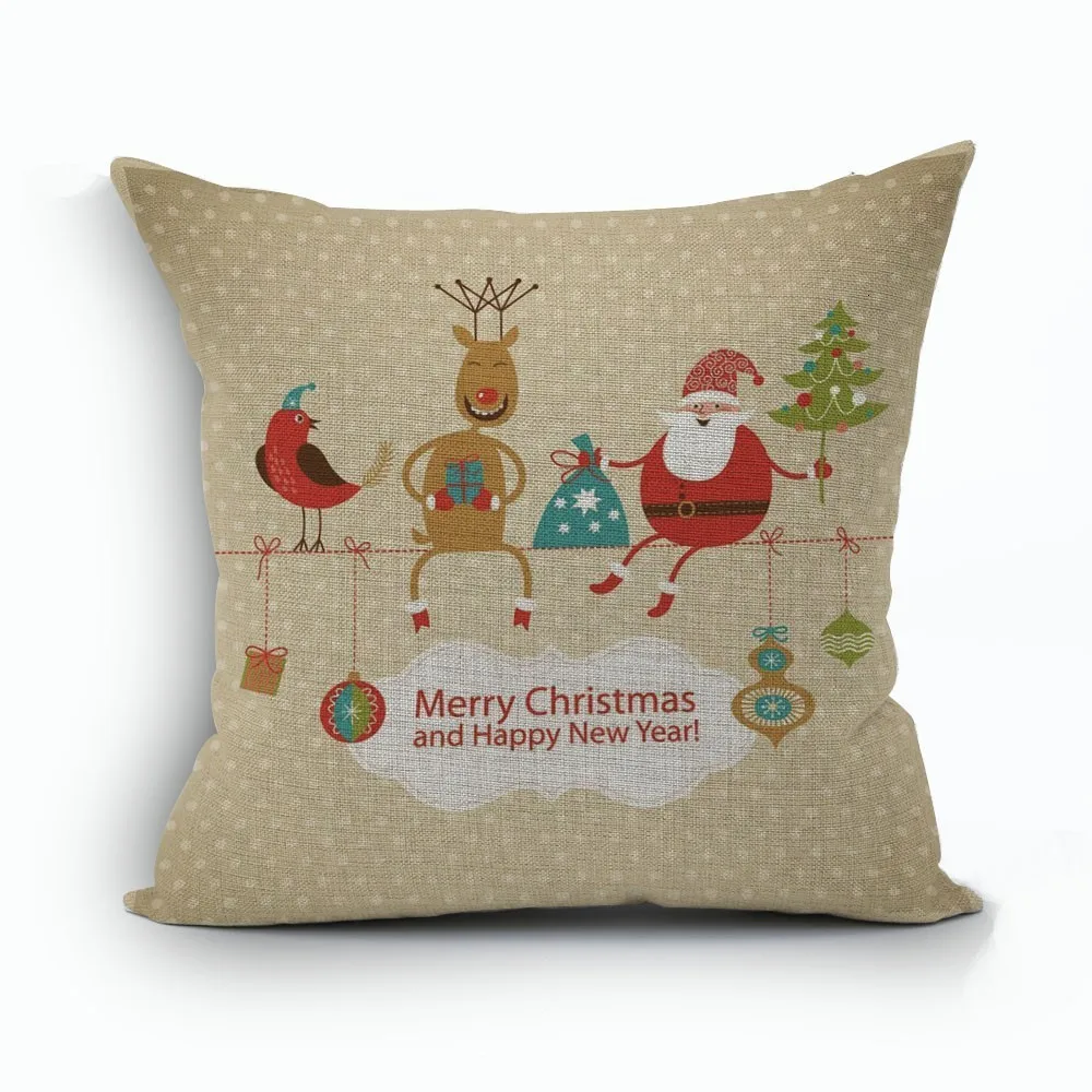 Рождественская наволочка для подушки с рисунком Санта-Клауса, квадратный чехол для подушки с оленем, диванная домашняя декоративная подушка, рождественские Almofadas Cojines