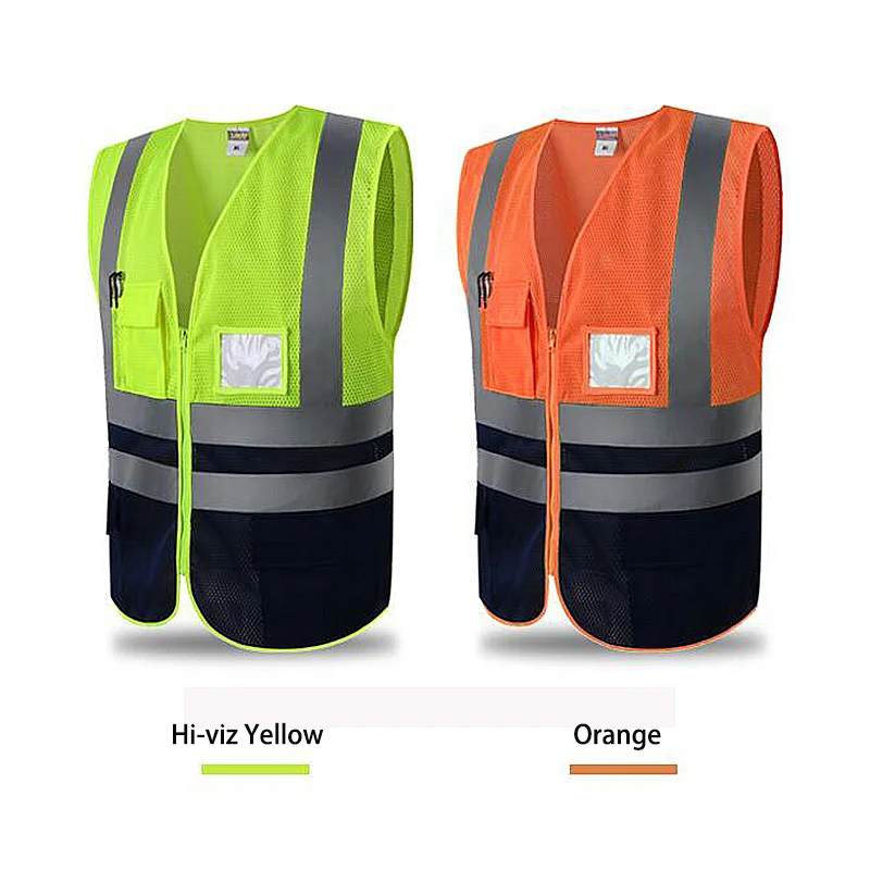 Men Hi Viz Vis Vest High Visibility Waistcoat Safety Workwear