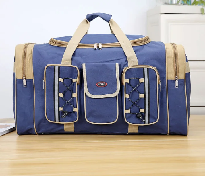 

Thick Canvas Casual Duffle Bag Waterproof Mens Travel Bags Long Strap Anti-scratch Multi-pocket Large Capacity Handbags