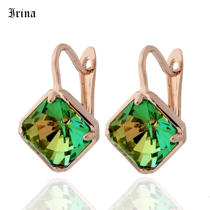 Irina New Style Cube Fashion Earrings Square Drop Earrings For Women Luxury Jewelry Gift 585 Rose Gold Color Elegant Earrings