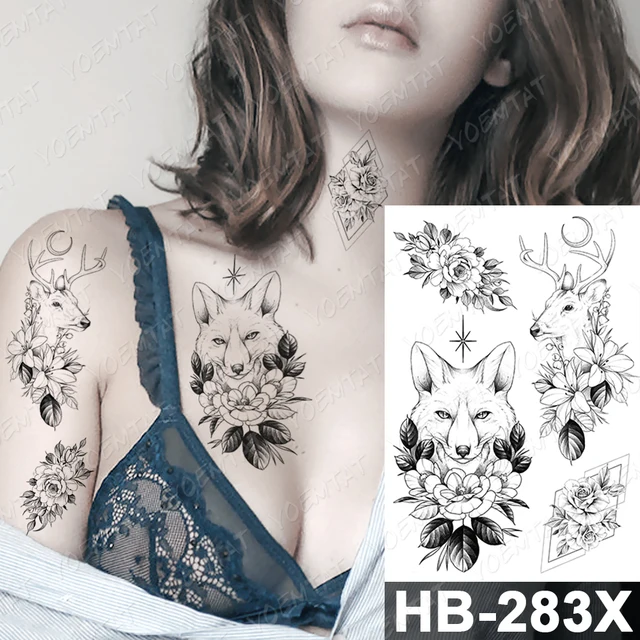 Waterproof Temporary Tattoo Sticker Dark Old School Moth Butterfly Flash Tattoos Snake Rose Body Art Arm Fake Tatoo Women Men 37-HB283X