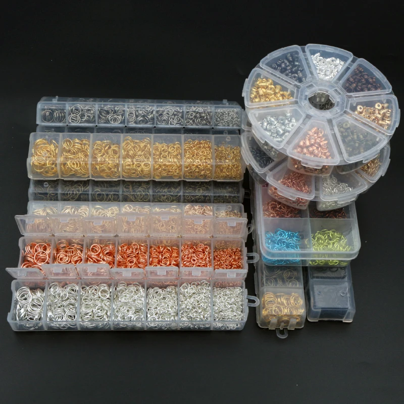 Un Box Set 3 4 5 6 7 8 10 Millimetri Di Bronzo Oro Argento Palted Aperto Anelli Di Salto Split Rings Di Collegamento Loop Per Gioielli Fai Da Te Che F