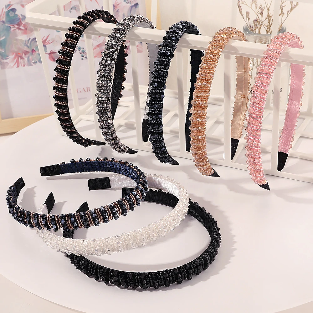 Hair Band Crown Bling Crystal Headband Hair Accessories For Women Luxxury Handmade Beaded Designer Hairbands Bow Hoop
