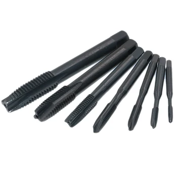 

7pcs Screw Thread Tap Drill Bit M2 HSS High Hardness Nitriding M3-M12 Spiral Groove / Straight Groove Handle Bits Set for Drills