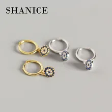 SHANICE Злой Глаз 925 пробы серебро Baroco Стиль Винтаж Белый/Синий Циркон Кулон Серьги гвоздики для женщин ювелирные изделия
