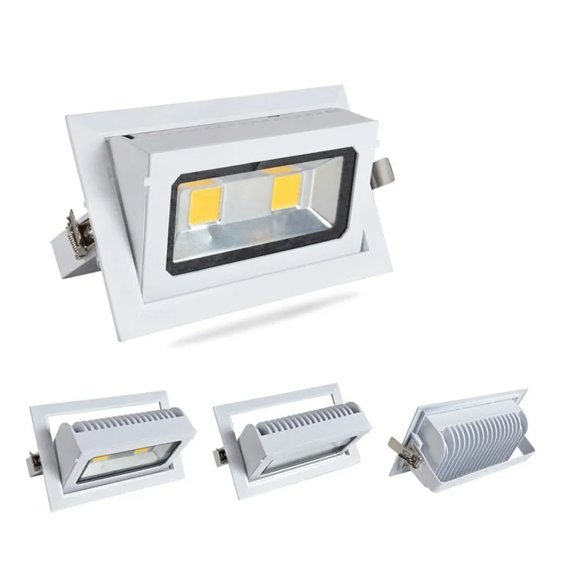 고품질 사각 LED 다운라이트, COB 각도 회전 실내 LED 투광 조명 AC85-265V, 40W