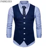 Mens Slim Fit Single Breasted Suit Vest 2022 Brand New Formal Dress Business Wedding Vest Waistcoat Men Solid Color Gilet Homme ► Photo 2/6