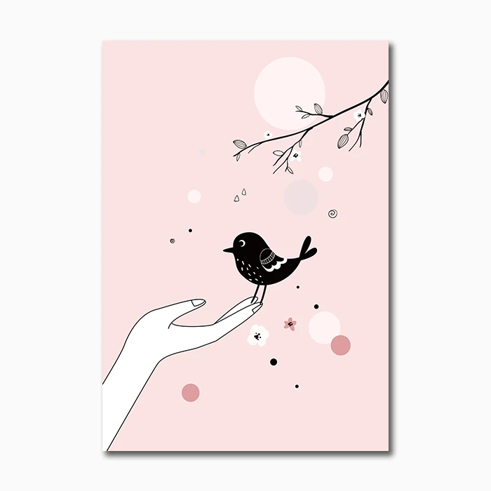 Pink-Cartoon-Girl-Canvas-Poster-Birds-Nursery-Wall-Art-Painting-Nordic-Posters-And-Prints-Wall-Pictures (8)