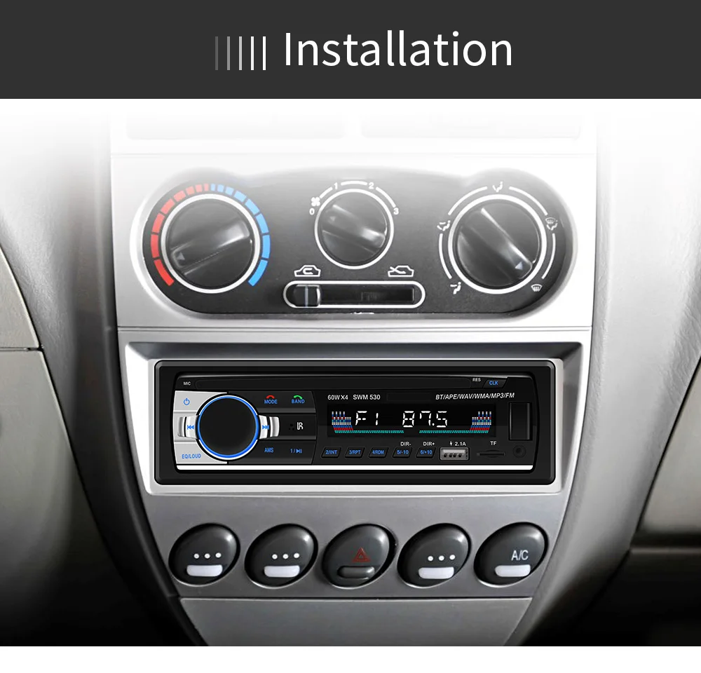 Автомагнитола SWM 1Din 12 В Bluetooth MP3 USB SD AUX|Автомобильные радиоприемники| |