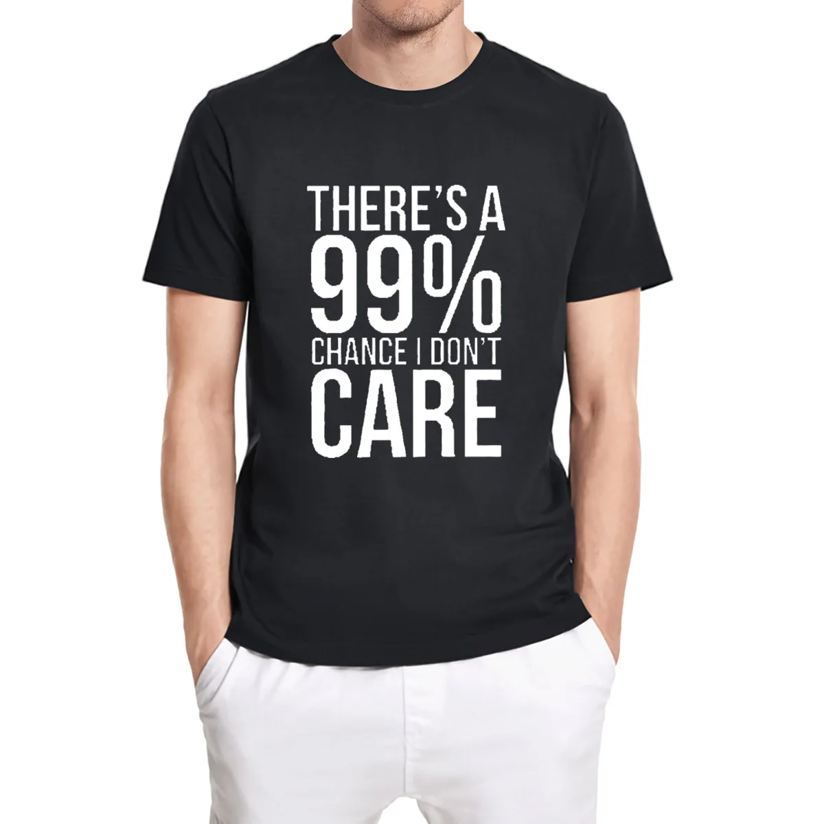 Летняя мужская футболка с надписью I't Care забавная Мужская из 99% хлопка подарки