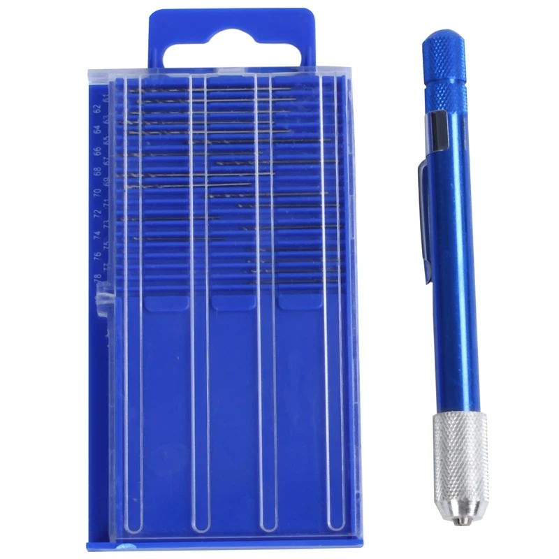 

17pc Fine Tiny Numbered 61-80 Mini Jeweler's Drill Bit Set Pin Vise Chuck Vice