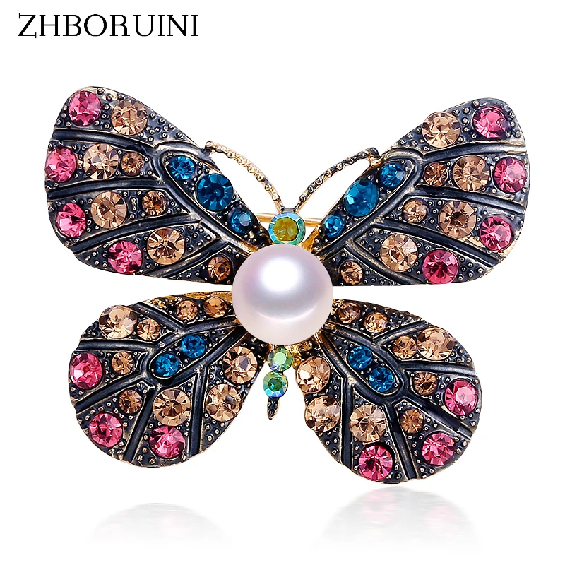 Купить женская винтажная брошь бабочка zhboruini из натурального пресноводного