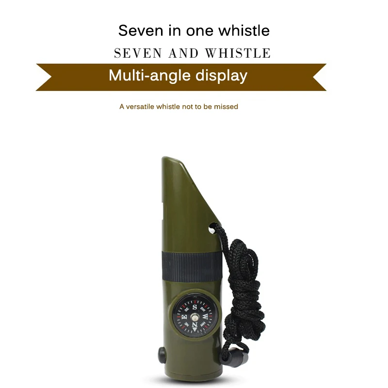 Multi-Functional Whistle Men Outdoor Camping Hiking Climbing Survival Equipments High Quality Portable Durable 7 In 1 Whistle