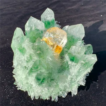 

780g Natural Green ghost Quartz Cluster Mineral Crystal Specimen Healing