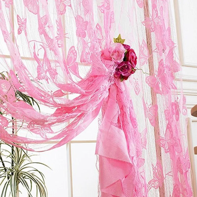 

Tulle Organza 100cm*200cm Butterfly Window Screen Short Tulle Curtains for Bedroom Door Curtain Weeding Decor String Curtain