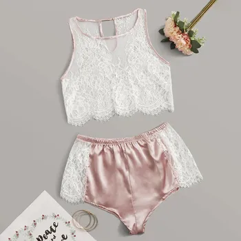 

New Sexy Lace Lingerie Silk Underwear Sleepwear Underwear Pajamas Satin women panties Sexy Thong underwear 19p4