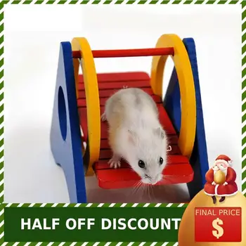 

popular hamster rainbow swing seesaw wooden DIY play puzzle color pet toy