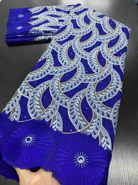 African Cotton Lace Fabric 2021 High Quality Swiss Voile Lace In Switzerland Nigerian Lace Fabrics For Wedding Dress YA3410B-5 Picture 2