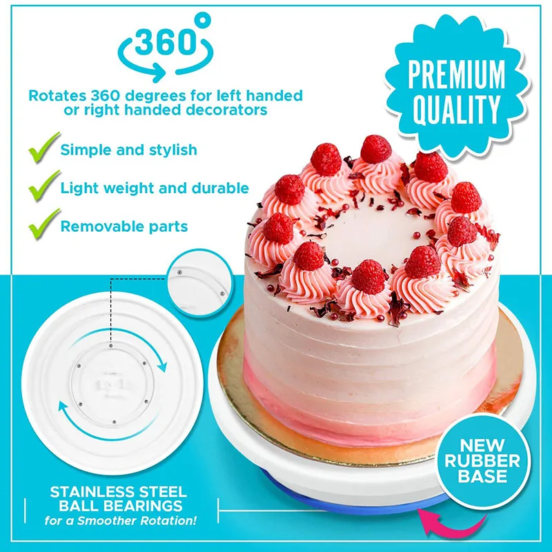 Professional Pastry Turntable Kit Set Rotating Base Dish Plate Stand Rotary Cake Sweet Tool Accessories Cake Decorating Supplies cake turntable baking supplies cake tools cake decorating kit rotating bearing turntable