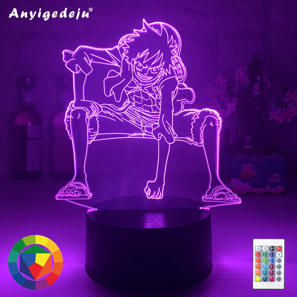 

3D Lamp Anime One Piece Luffy Figure Table Lamps USB Color Changing luminaria Child Sleeping LED Night light Boy Birthday Gifts