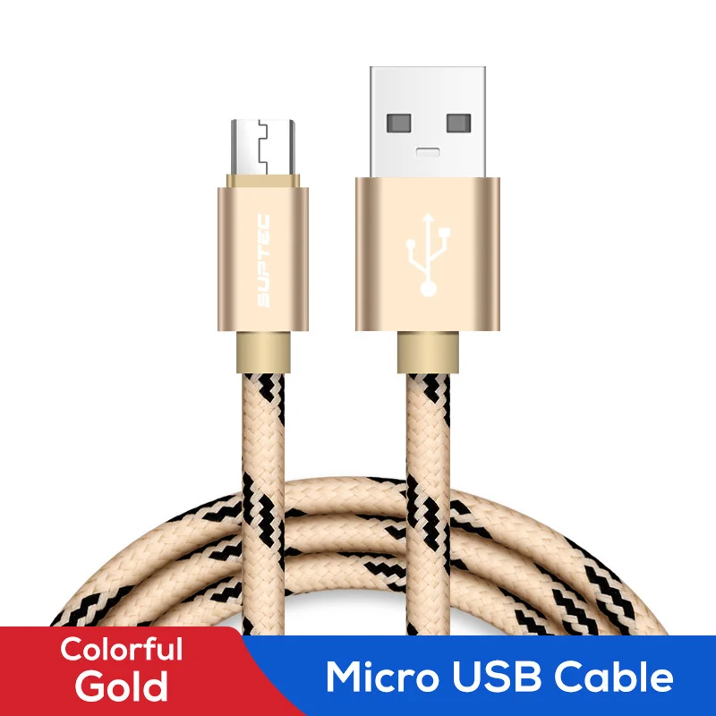 Suptec Micro USB кабель 3A Быстрая зарядка кабель для передачи данных Быстрая зарядка 3,0 кабель для мобильного телефона samsung Xiaomi huawei LG Andriod шнур - Цвет: Colorful Gold