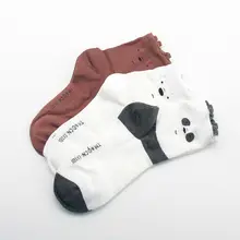 Комплект носков из 3 пар носки до колена в стиле Харадзюку женские мягкие дышащие хлопковые носки с изображением медведя Новые повседневные забавные носки для девочек