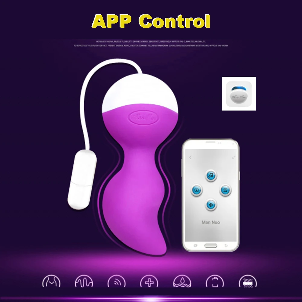 APP Control Vibrating Kegel Ball Vaginal Tighten Exercise Trainer Ben Wa Vibrator 10 Frequencies/ Musical Mode /Fingertip |