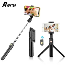Rovtop mini tripé de selfie, com bluetooth 4.0, tira foto com controle remoto, para iphone, android, suporte de tripé para celular