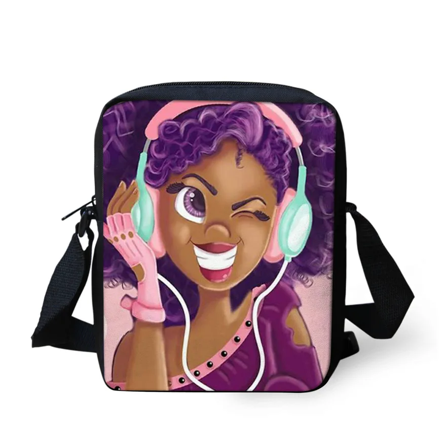 ELVISWORDS черная сумка-мессенджер для девочек в стиле афро, Маленькая мужская сумка через плечо для девочек, Студенческая мини-сумка на плечо, милые сумки - Цвет: P4845E