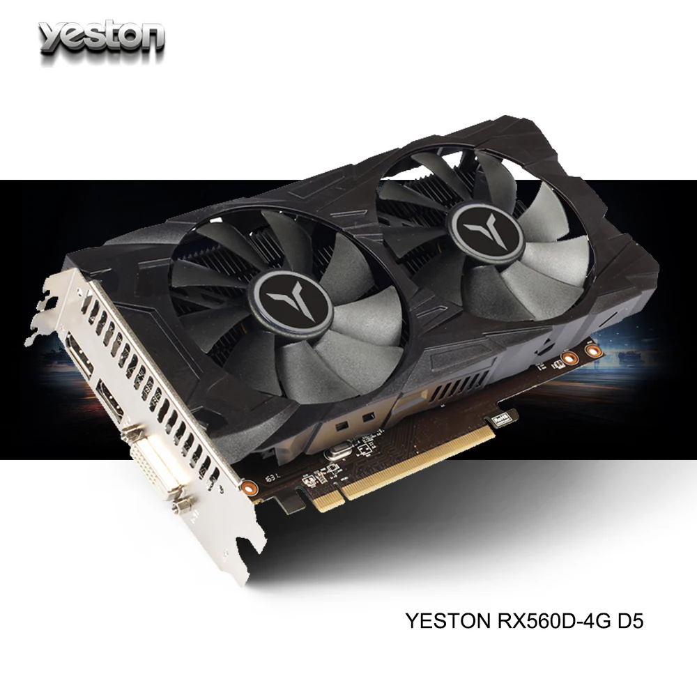 Yeston Radeon RX 560D GPU 4 ГБ GDDR5 128 бит игровой настольный компьютер ПК видеокарты Поддержка DVI/HDMI