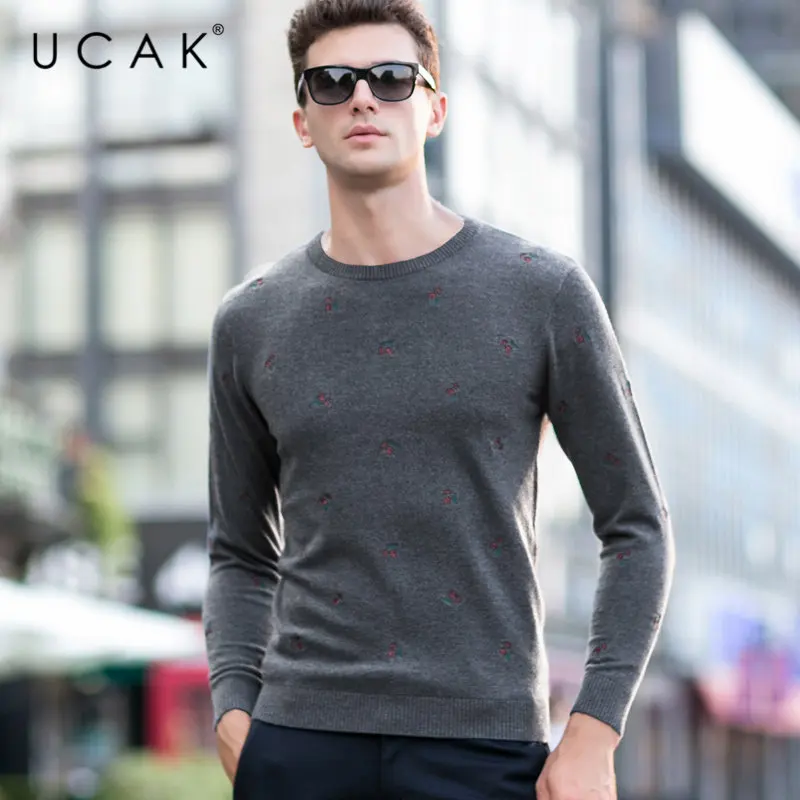 UCAK Brand Merino Wool Sweater Men Streetwear New Fashion Flower Embroidery Pull Homme Autumn Winter Cashmere Pullover Men U3043 UCAK Brand Merino Wool Sweater Men Streetwear New Fashion Flower Embroidery Pull Homme Autumn Winter Cashmere Pullover Men U3043