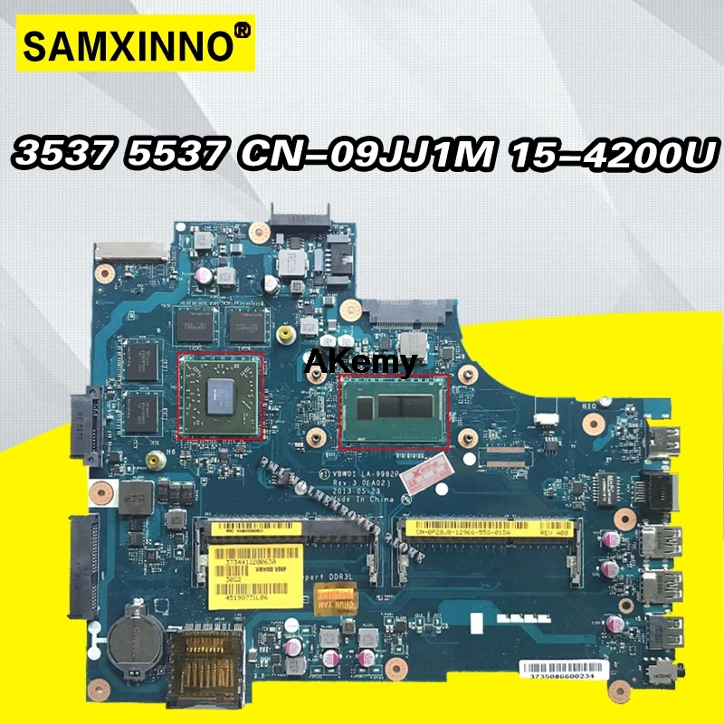 

CN-09JJ1M 9JJ1M FOR DELL Inspiron 5537 3537 laptop motherboard VBW00 LA-9982P REV:3.0(A02) I5-4200U mainboard NOTEBOOK PC