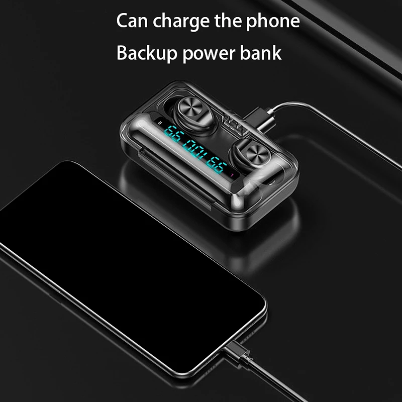 F9 10 Bluetooth 5 0 Earphone Wireless Sports Waterproof Three Display Earphone with Microphone for Iphone Android