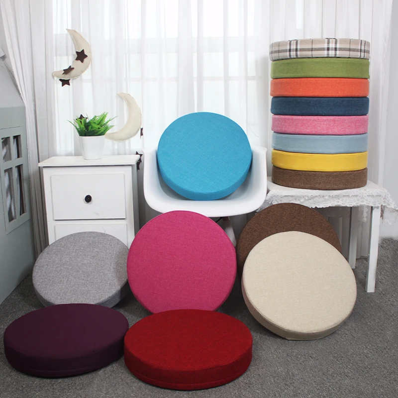 Новая льняная круглая подушка поролоновая диванная для стула сиденья подушки