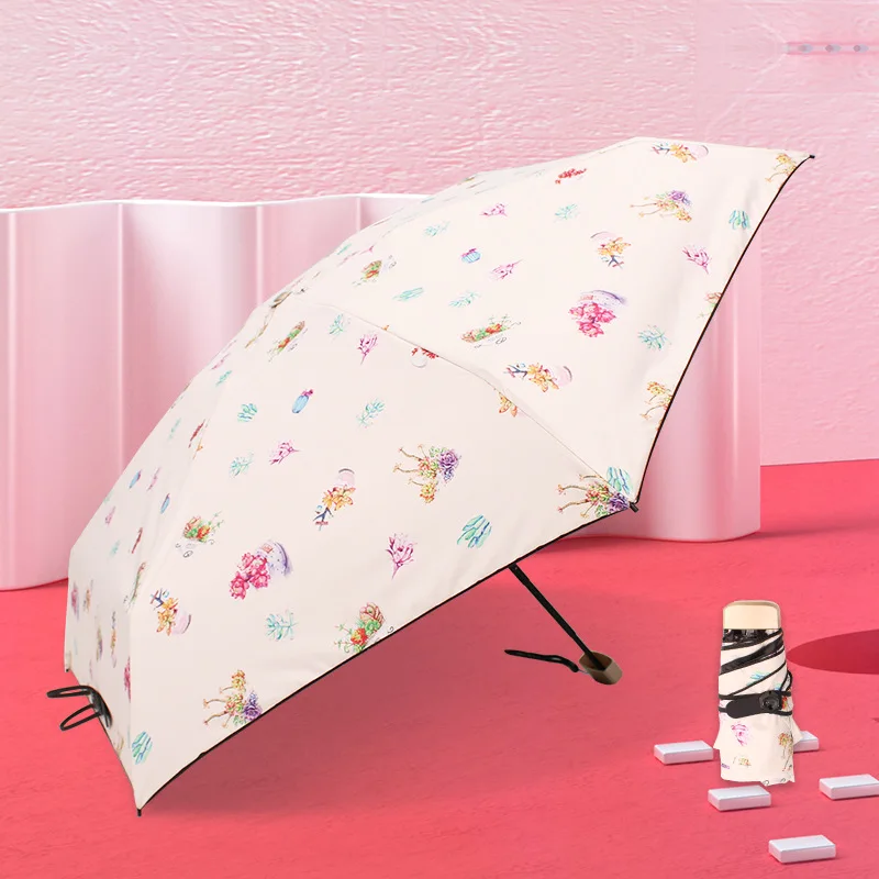 Ultra-Light Small Mini All-Weather Umbrella Vinyl Sun-resistant Parasol UV-Protection Women's Portable kou dai san Half off Para | Дом и