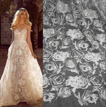 

Embroidered Rose Flower Lace Fabric Wedding Dress Accessories RS2753