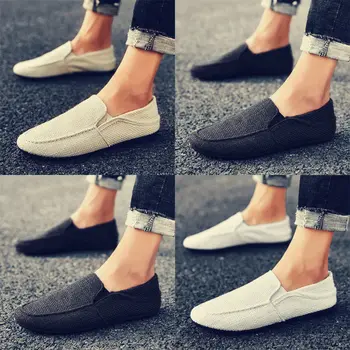 

Men Shoes Slippers Fashion Trend linen Canvas Shoes Flat Casual Breathable Light Driving Shoes Men Male Loafers Mocassin Homme