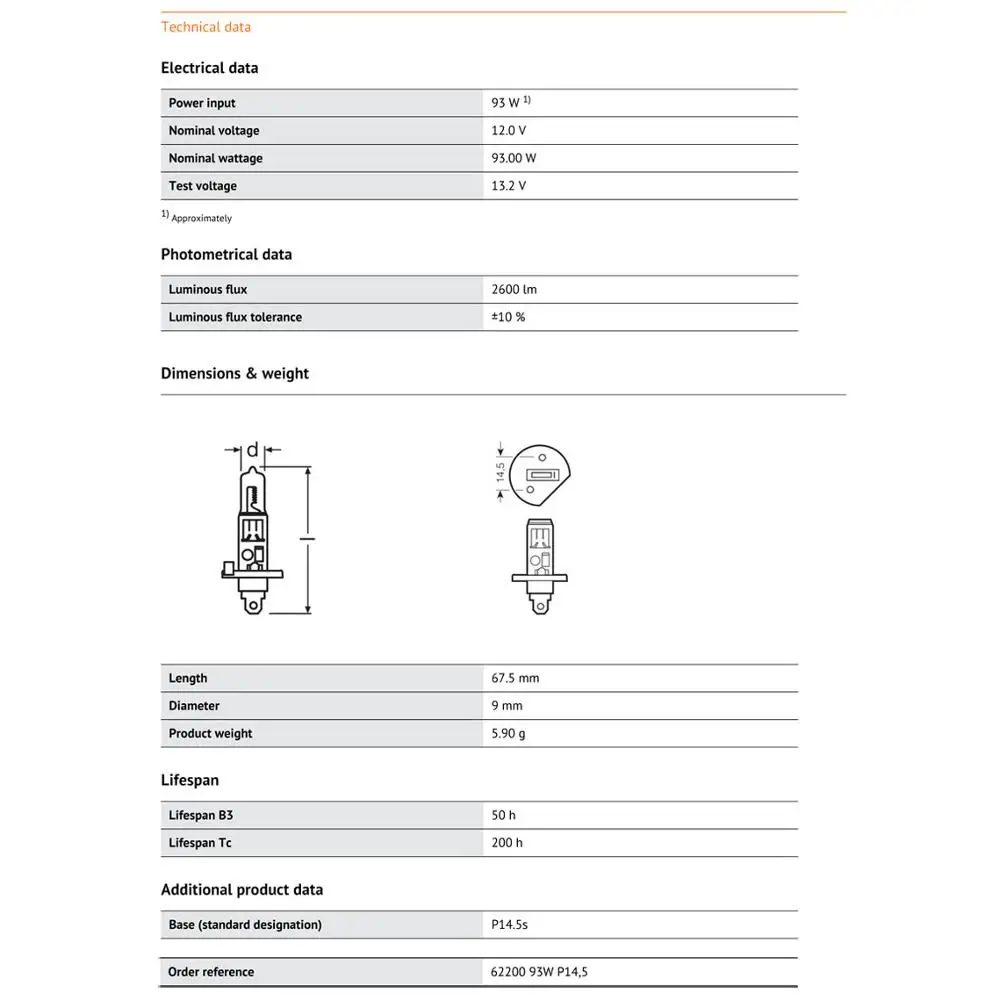 OSRAM H1 12V 100W P14.5s 62200 Super Rallye Off Road Light Car Halogen Headlight Auto Bulb 3200K Original Lamp OEM Quality (1pc) 4