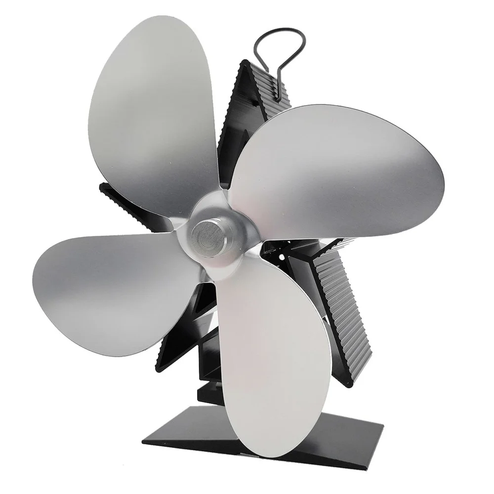 4 Blades Heat Powered Stove Fan Log Wood Burner Alumina Fan Blade Quiet  Home Fireplace Fan Efficient Heat Distribution
