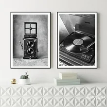 Vintage Camera Decoracion Poster Home negro blanco pared arte grabador lienzo pintura imágenes de pared nórdicas para sala de estar