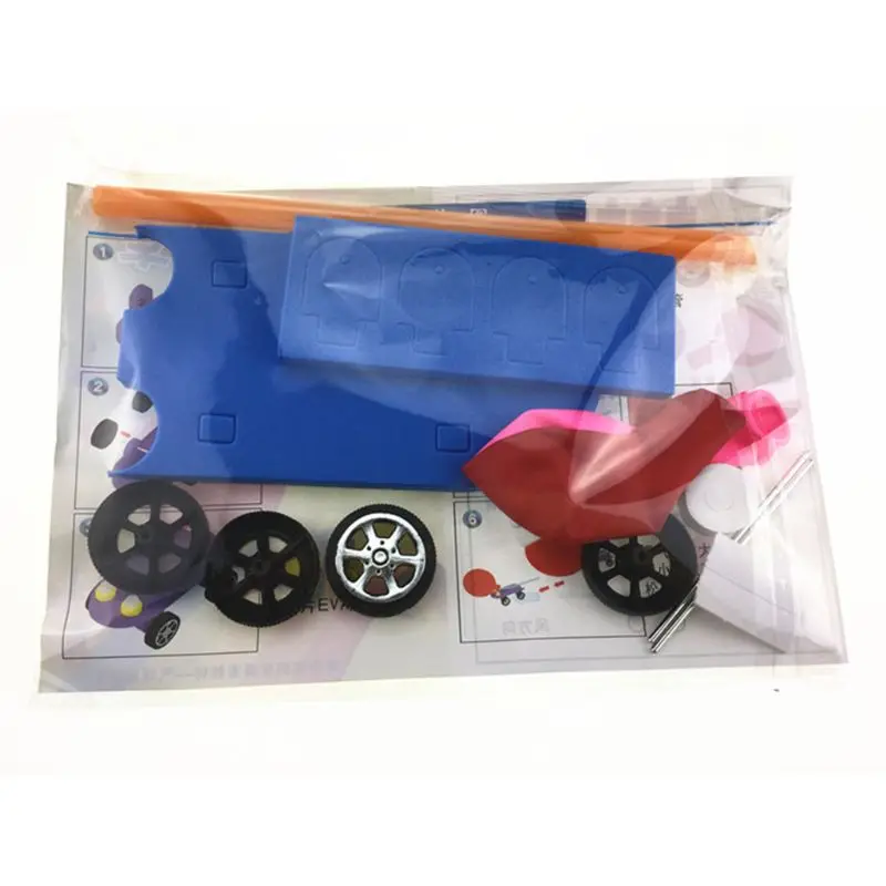 

Creative DIY Balloon Power Car Kit Recoil Science Learning Technology Experiment Educational Toys For Children Gift Y4QA