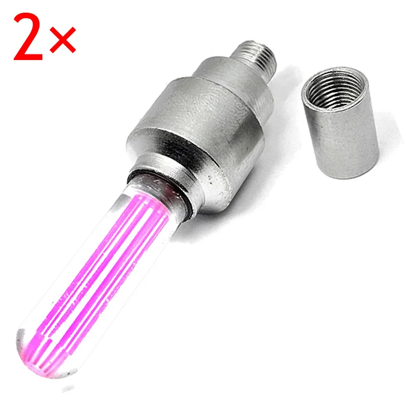 2 Pcs LED Bike Wheel Lights with Battery Pre-installed Bicycle Wheel Spoke for Cycling Racing THJ99 - Color: Pink