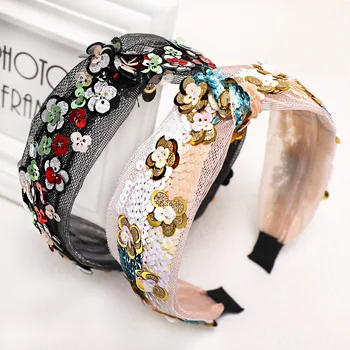 

Vintage Sequin Knot Headband Knot Hairband For Women Girls Hair Accessories Hair Jewelry
