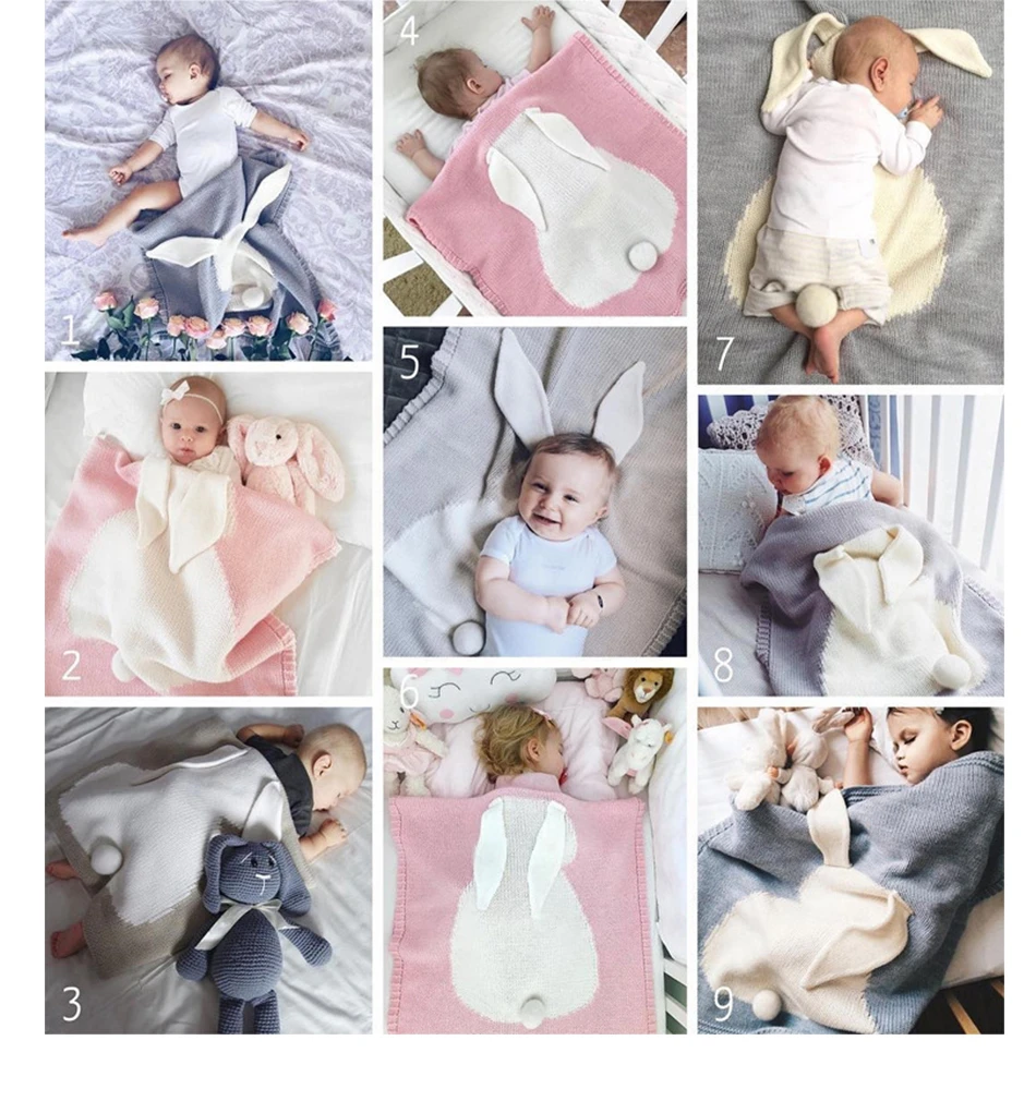 Одеяло для новорожденного с мультяшным Кроликом, пеленальные крючки для вязания шерстью, Вязаное детское одеяло, теплый мягкий Пеленальный чехол для коляски, банное полотенце